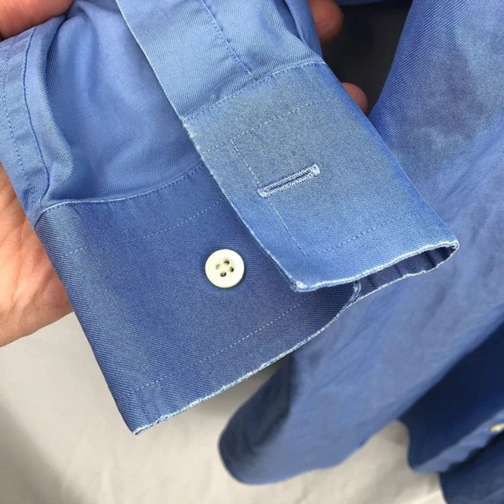 BANANA REPUBLIC Cotton Long-Sleeve Button up dress Shirt Blue L 16-16 1/2 Fitted